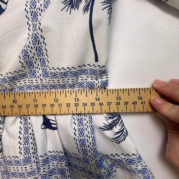 Calypso St. Barth Blue White Seashell Palm Print Cotton Dress Size S - Picture 9 of 16